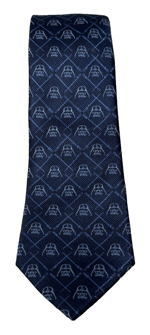 Star Wars Darth Vader 100% Silk Necktie Blue Logo Pattern 59” Novelty Men’s Tie